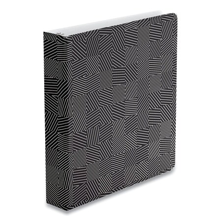 Oxford Punch Pop Fashion Binder, 3 Rings, 1.5" Capacity, 11 x 8.5, Black/White Labyrinth Design 42552
